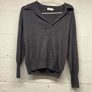 THE RESET R LABEL grey cashmere wool blend v neck collared sweater sz XS